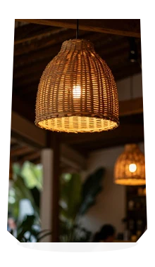 Ilustrasi Lampu Gantung Rotan
